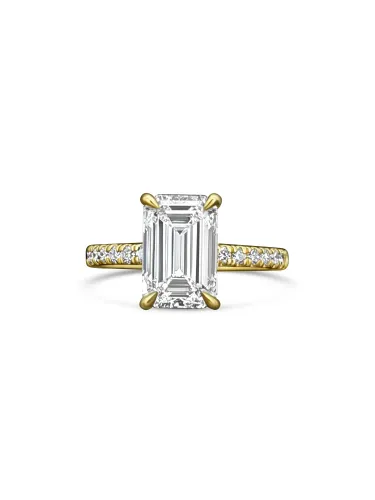Emerald-Cut 18CT Yellow Gold Lab Diamond Ring