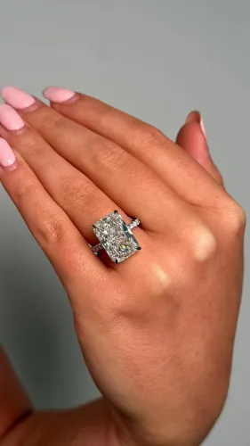 Platinum Radiant-Cut Lab Diamond Ring